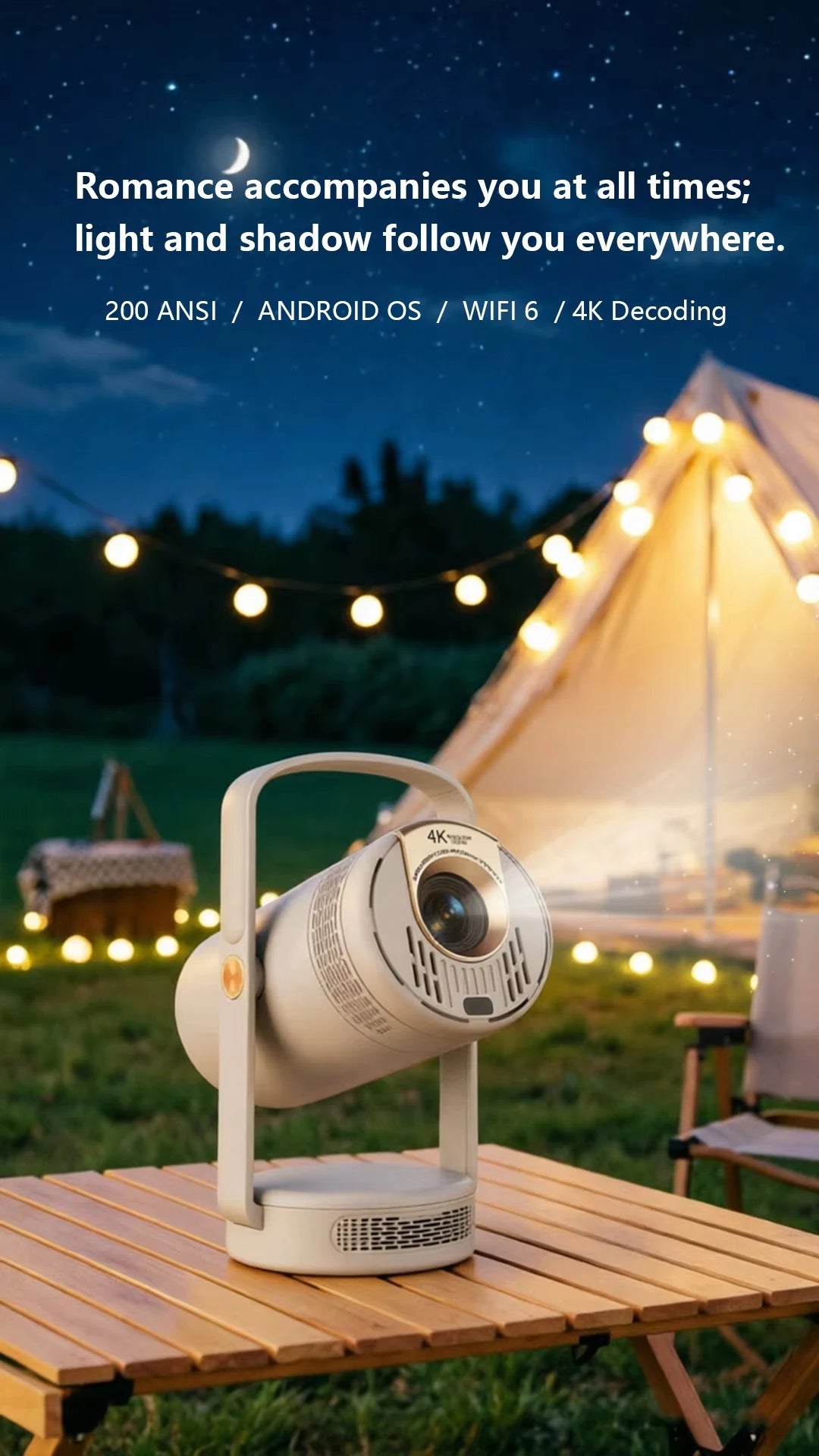 HEYU JY210 Full HD 720P 4K Projector BT Speaker Auto Keystone Android 14 5G WiFi 6 H723 Chip 1GB 8GB Built-in Battery 3D