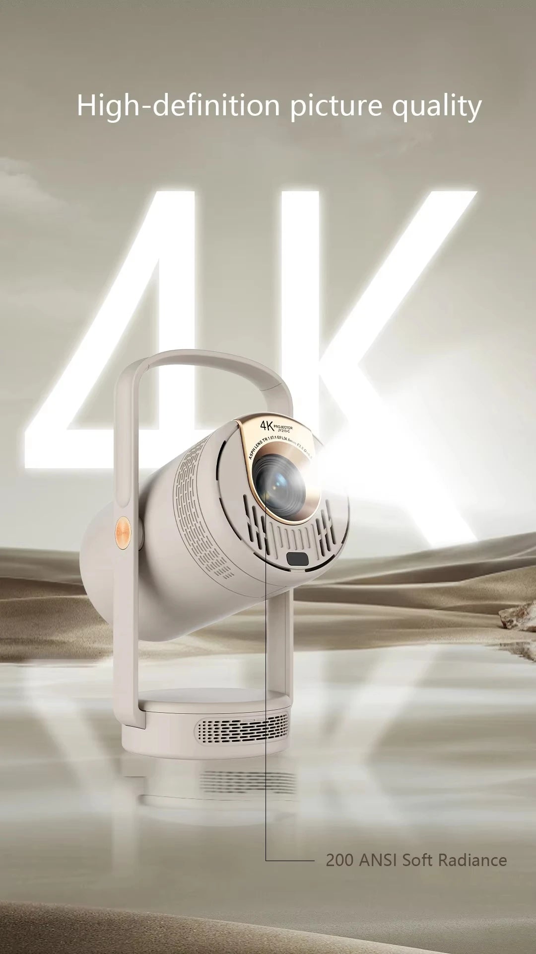 HEYU JY210 Full HD 720P 4K Projector BT Speaker Auto Keystone Android 14 5G WiFi 6 H723 Chip 1GB 8GB Built-in Battery 3D